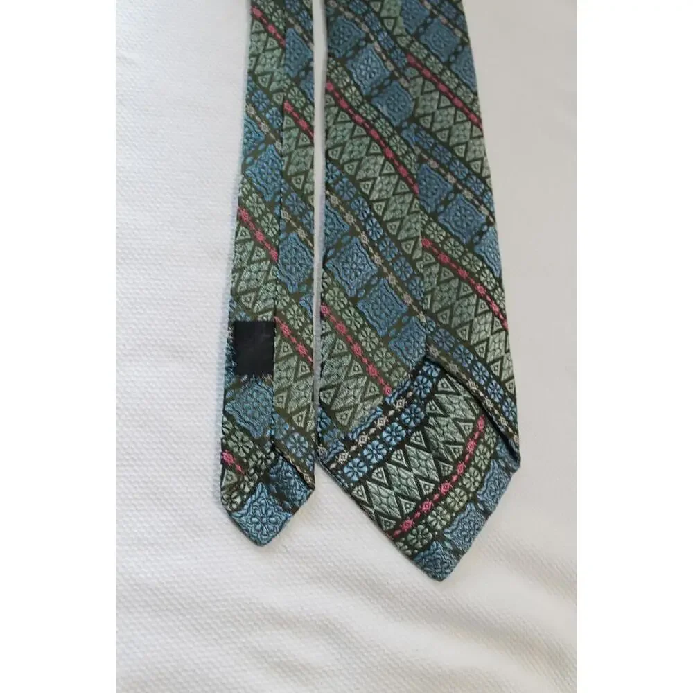 Vintage 1980s 3 X 57 Inch Blue & Green Acetate Necktie